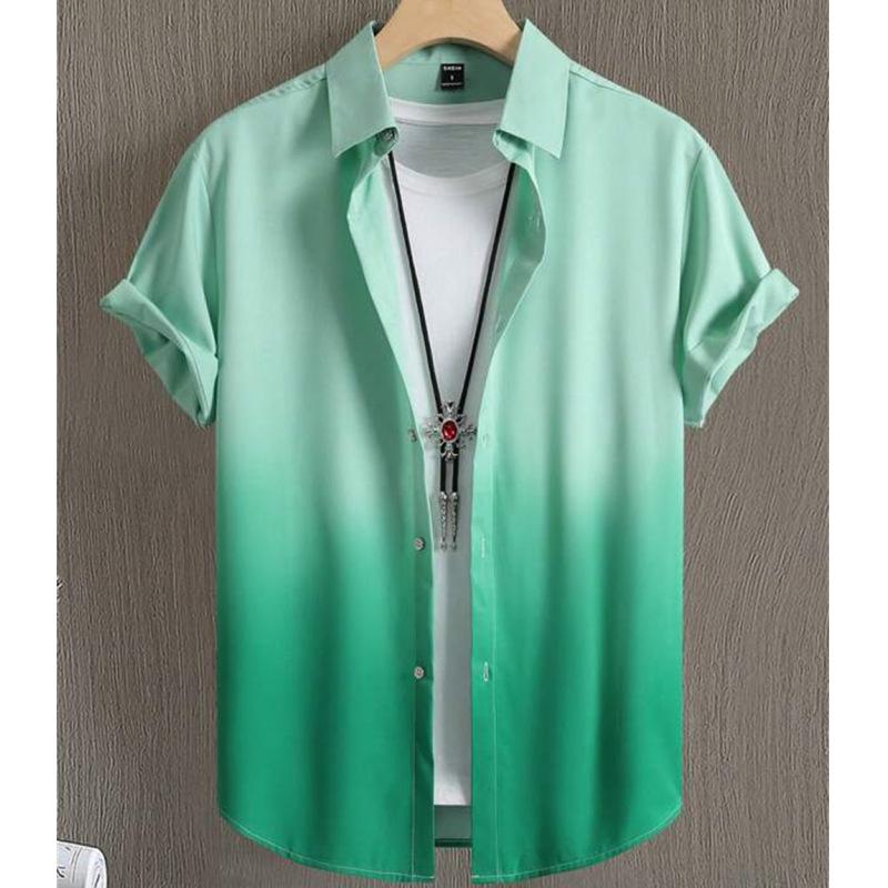 Herrenhemd Sommerkleidung Farbverlaufsdesign Grafik 3D-Druck Hemden Kurzarm Tops Streetwear Locker Lässig Hawaiihemden
