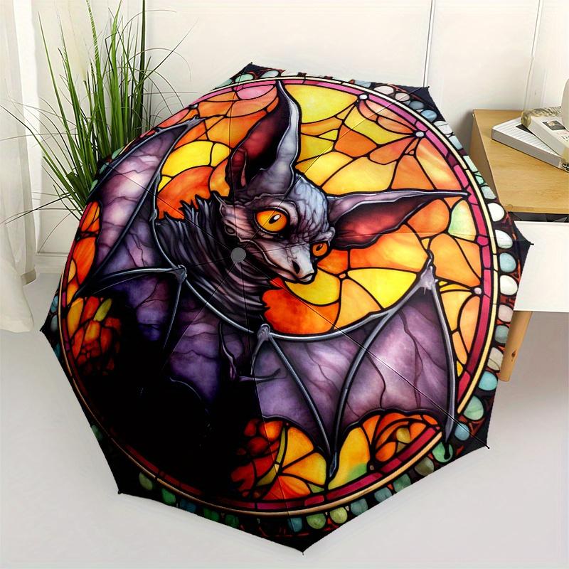 Stained Glass Bat Wall Art Decor - Unique Wildlife Animal Design for Home or Office Interior Decoration Umbrella Day