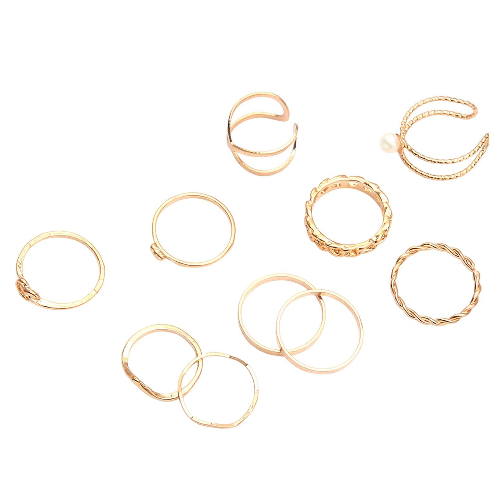 Женские ювелирные кольца, набор из 6 предметов, комбинированный набор открытых колец One Size золотой