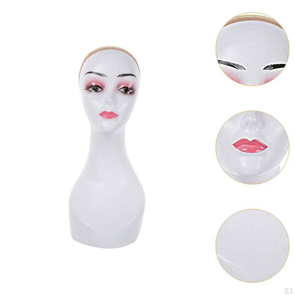Bald Manikin Head Wig Stand Portable with Makeup Professional Shoulder for
