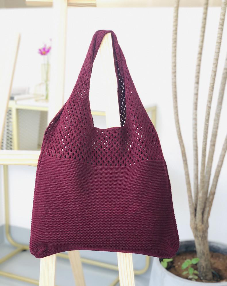 Chic Retro Women's Knitted Beach Tote – Hollow Style, Hand-Held or Shoulder Carry, Large Capacity