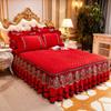 European-Style Crystal Velvet Lace Bed Skirt Winter Fleece-Lined Warm Quilted Bed Cover Bed Skirt Cover Bedding
