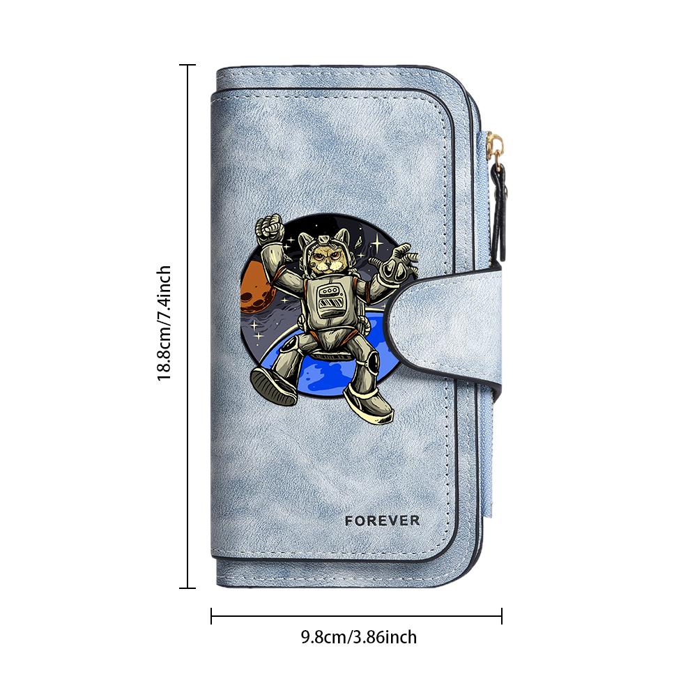 Cartoon Space Cat Astronaut Fashion Long Wallet Portable Purse