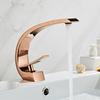 Tuqiu Waschbecken-Wasserhahn, modernes Badezimmer, Mischbatterie, Roségold, Waschbecken-Wasserhahn, Einhebelmischer, Einloch-Wasserfall-Wasserhahn