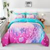 Pink Mermaid Bedding Set Comforter Twin for Kids, Glow In The Dark Mermaid Bedding Sets with Decor Pillow,3 Pieces Girls Bed Set