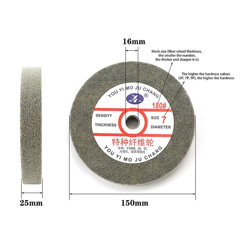 Hot Sale Metal Polishing Wheel 150*25mm Non-Woven Abrasive Disc Nylon Fiber 5P/7P/9P Options 180# For Polishing Operations