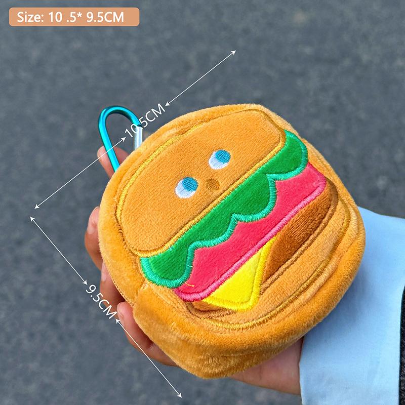 

Hamburger Coin Purse French Fries Plush Wallet Key Chain Pendant Earphone Bag Lipstick Bag Portable Key Case as the picture
