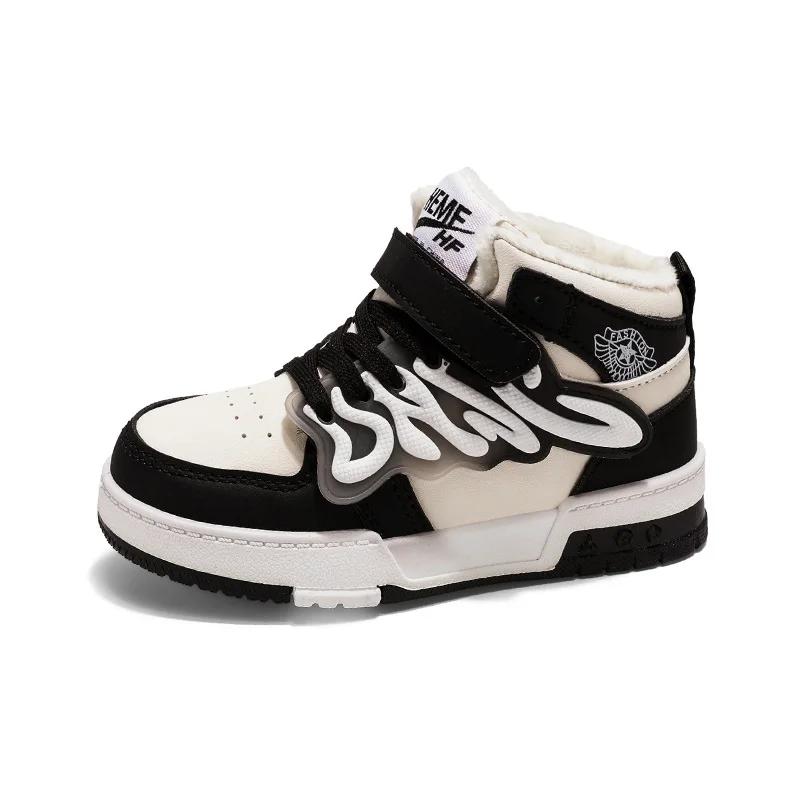 

Детская обувь для ходьбы Высокие зимние теплые повседневные туфли Модная уличная спортивная классическая роскошная дизайнерская детская обувь EU37 чёрный