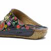 Johnature Chaussures d'été pour femmes, pantoufles d'extérieur en cuir véritable, sandales plates confortables rétro peintes à la main, nouvelle collection 2023