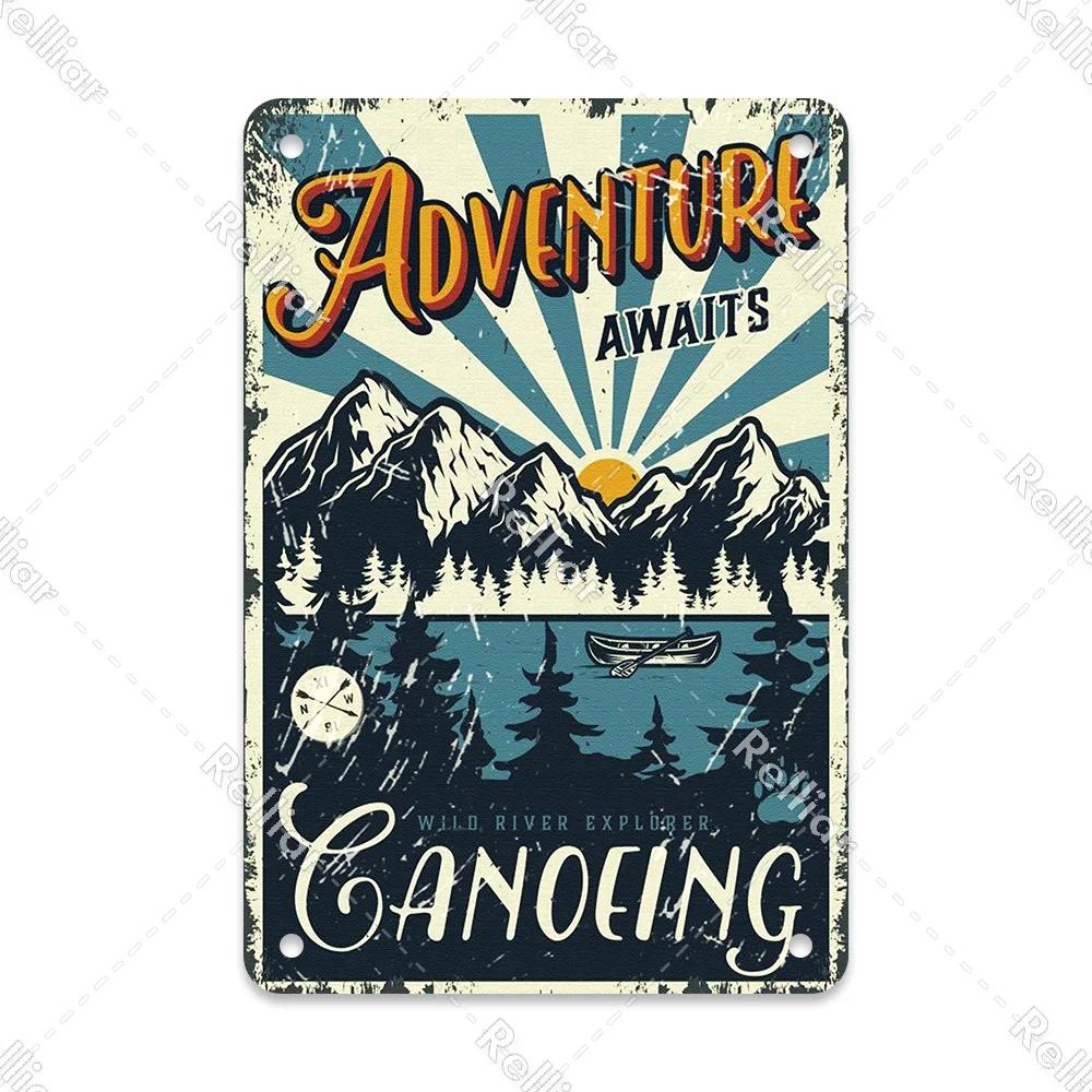 Retro Happy Camper Dekoracyjny Talerz Przygoda na Zewnątrz Metalowy Znak Blaszany Symbol Dzikiej Przyrody Ornament Plakat Dekoracja Domowego Baru Klubu Tablica