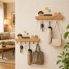 6 Hooks Key Storage Holder Wooden Wall Decorative Hook Entryway Organizer Key Hook Rack Entryway