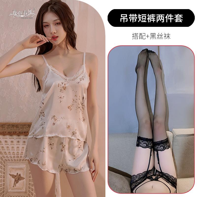 Sexy suspender nightdress pure erotic underwear lace floral uniform clothing erotic underwear