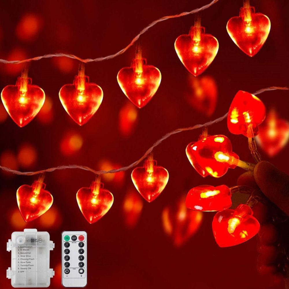 Battery Operated Love Heart Fairy Light Garland Romantic LED Valentines Day Decor  Party Decoration