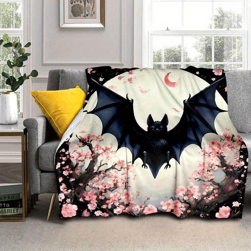 

Bat Plum Blossom Pattern Flannel printed blanket suitable for all seasons suitable for living room office sofa and travel 75x100cm