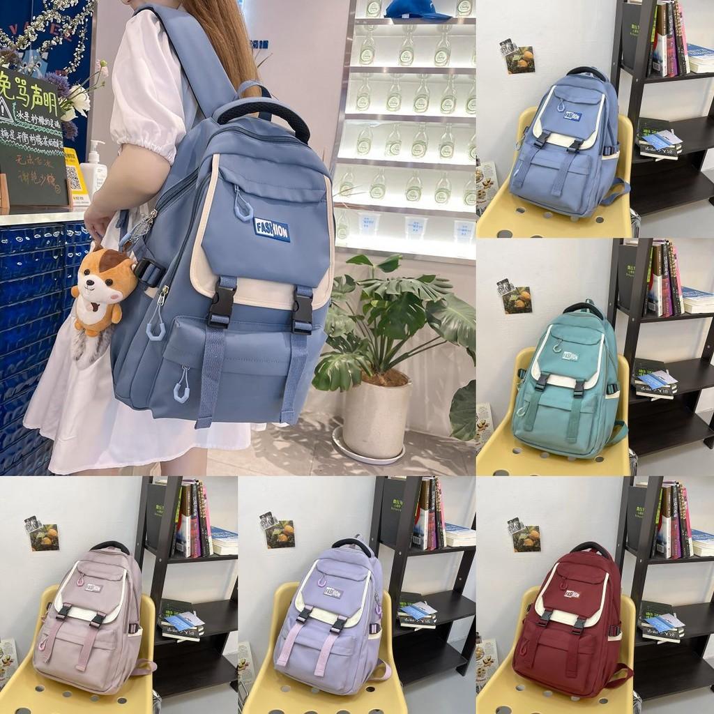 Blocked Color Fashionable Letter Decoration Large Capacity Student Backpack