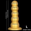 Gold Silicone Soft Bead Anal Plug Extra Large 5-Bead Dilator for Men & Women Prostate Massager Butt Plug Dildo Adult Sex Toy