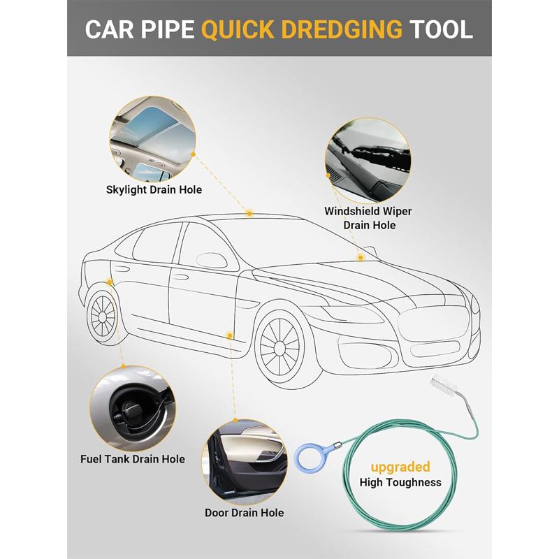 Auto Sunroof Drain Cleaning Tools 118/78 Inch Flexible Tube with Cleaning Brush Pipe Drain Dredge Car Sunroof Drain Cleaner