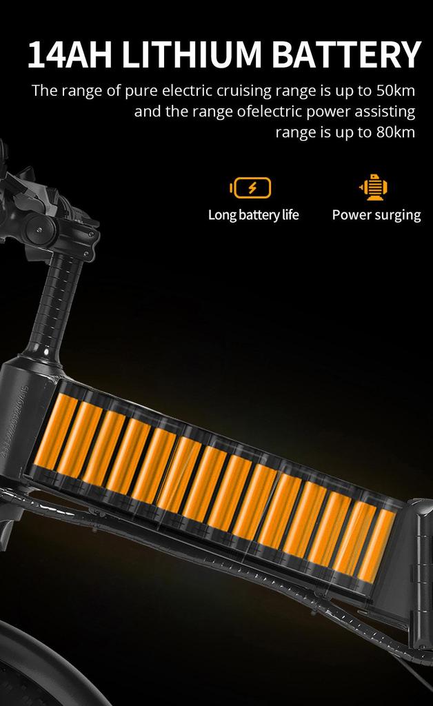 Ridstar H20 Faltbares Elektrofahrrad, 1000-W-Motor, 48-V-15-Ah-Akku, 20 x 4,0 Zoll große Fatbike-Reifen, 45 km/h Höchstgeschwindigkeit, 80 km maximale Reichweite, Shimano 7-Gang