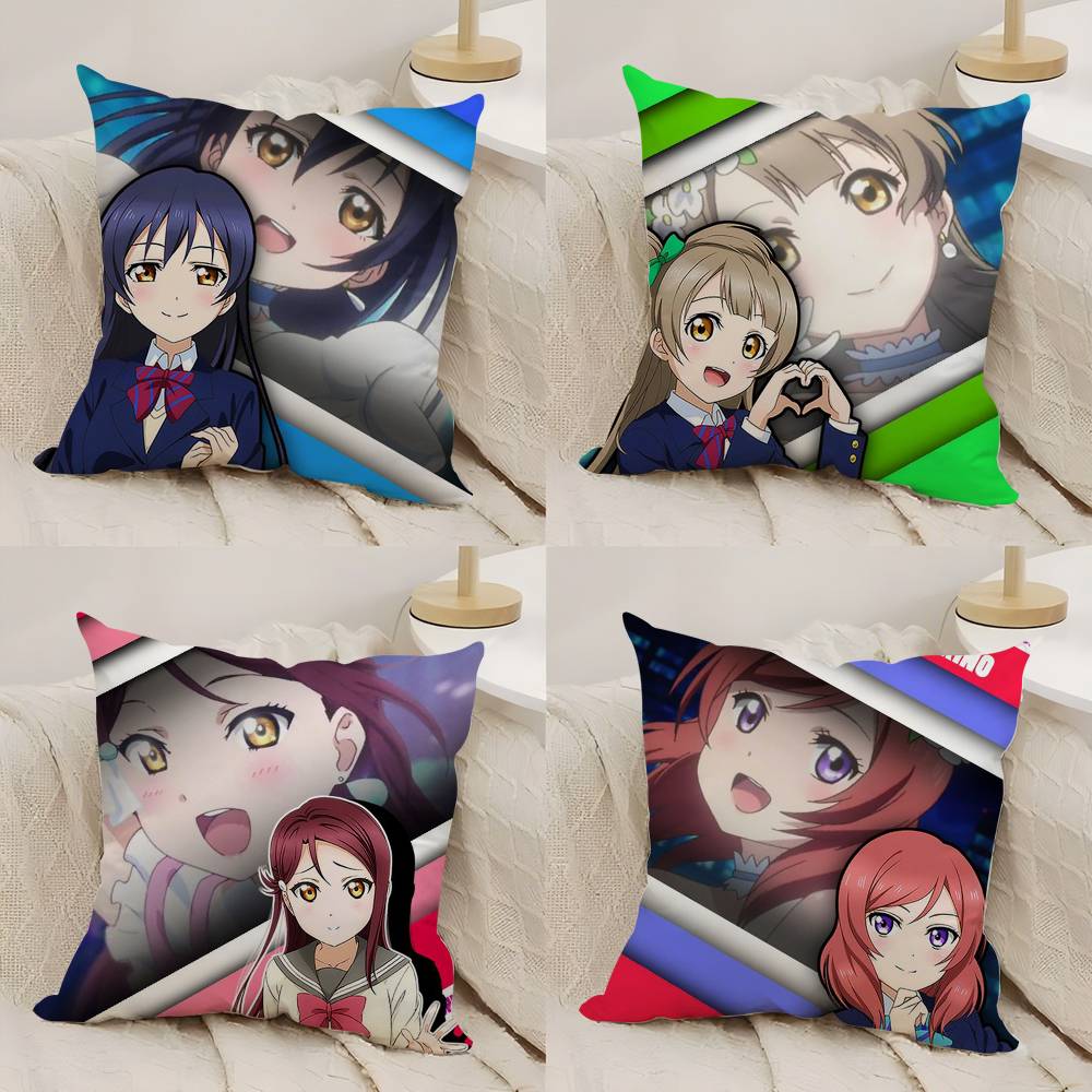 Love Live! School Idol Pillow Case Office Sofa Dorm Chair Back Short Plush Double-sided Printing Home  Cushion Cover