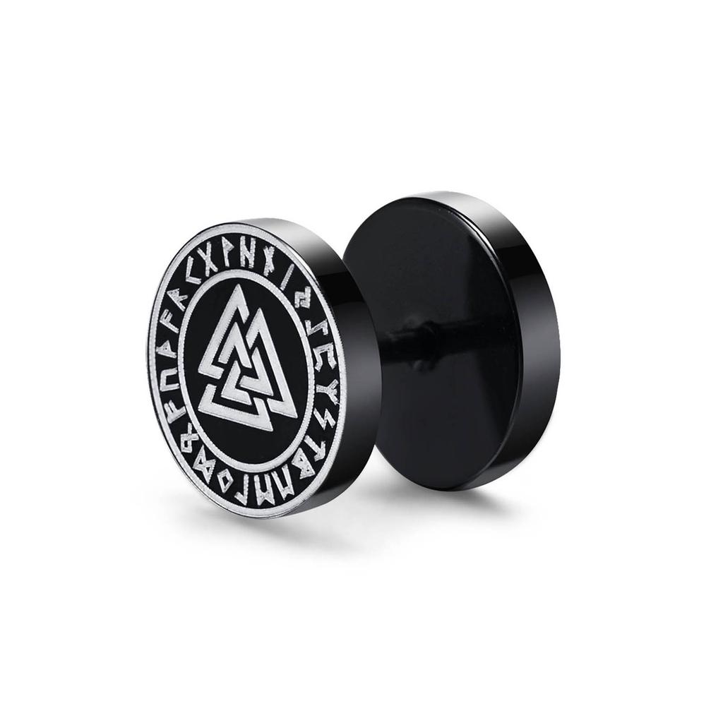 Gothic Norse Viking Runes Stud Earrings for Men Boys,Rock Punk Stainless Steel Valknut Wolf Head Compass Celtic Knot Earrings