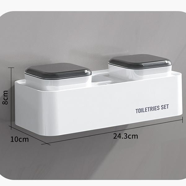 Bathroom Toothbrush Holder and Mouthwash Cup Set with Drainage and Ventilation Holes