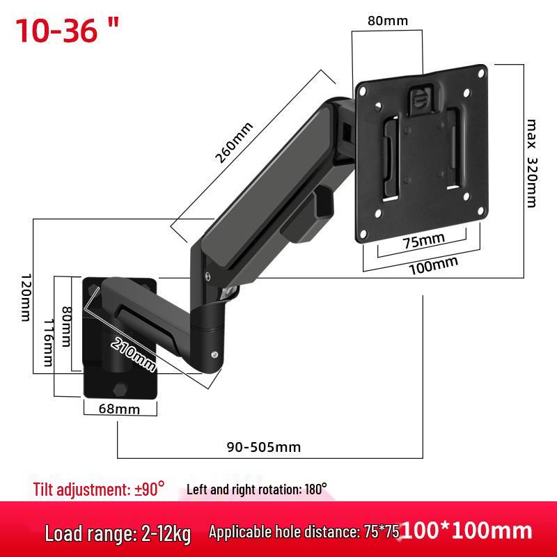 Industrial Universal Wall Mount Articulating Monitor Bracket with Extendable Arm and Adjustable Height for Vertical Screens