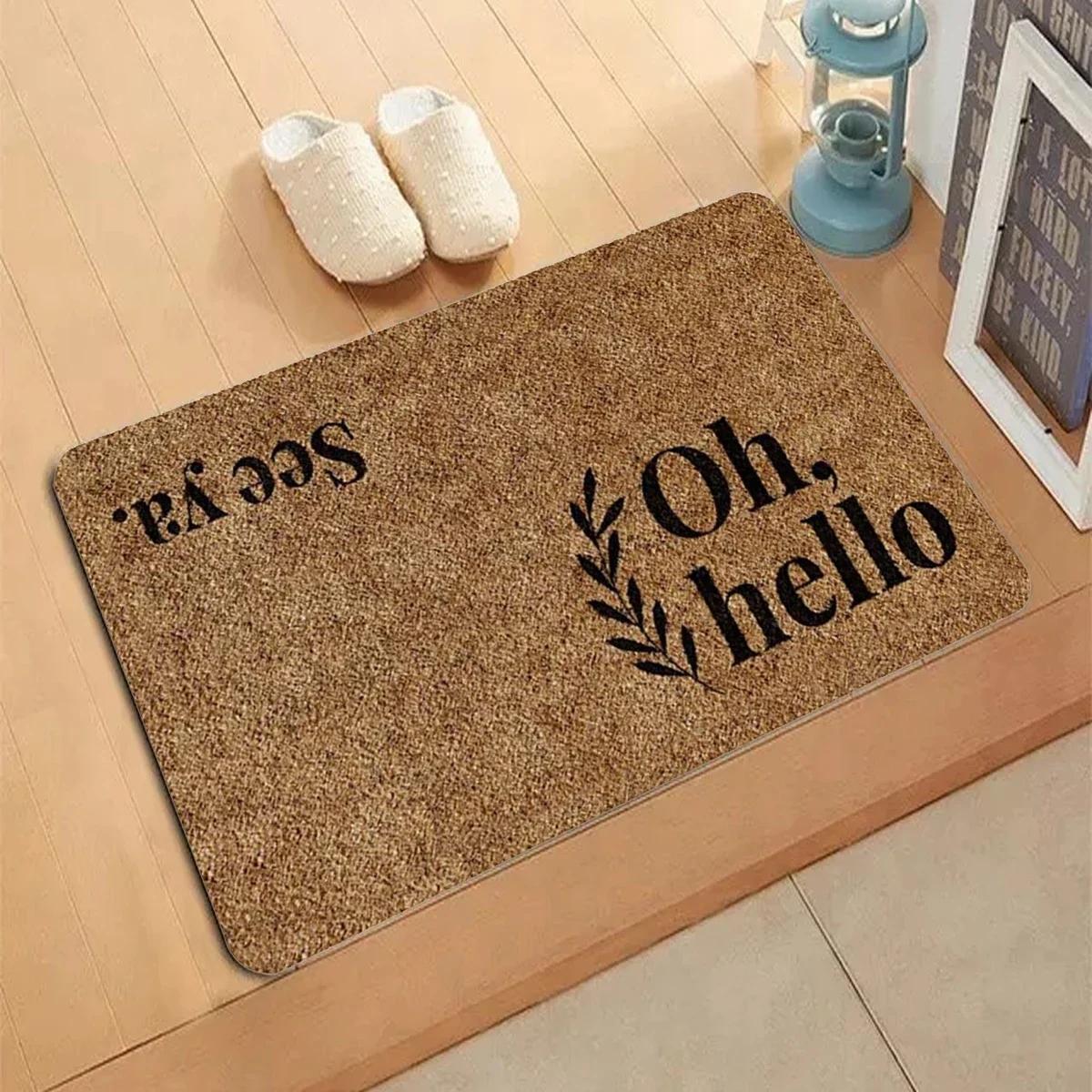 

OH HELLO Pattern Carpet Entrance Doormat Non-slip Living Room Kitchen Bedroom Decor Rug Floor Mats Home Decoration Doormats 30x50cm