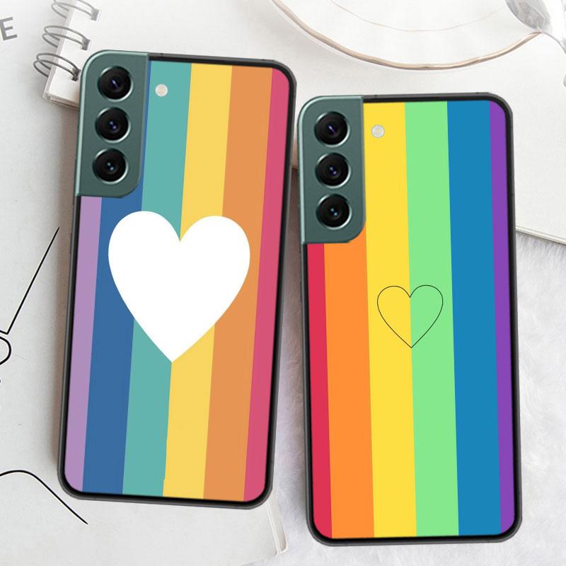 Rainbow Gradient Love Phone Case For Samsung Galaxy S22 S25 Ultra S21 S10 Plus S26 Edge S20 S23 S24 FE Cover Silicone Soft T