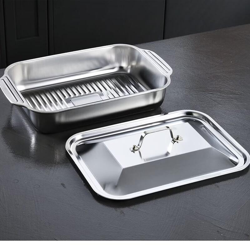 Abay Thickened Stainless Steel Lidded Roasting Pan Set