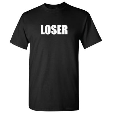 Maglietta nera in cotone con scritta divertente "Loser" per compleanno, maniche corte, taglie S - 3XL