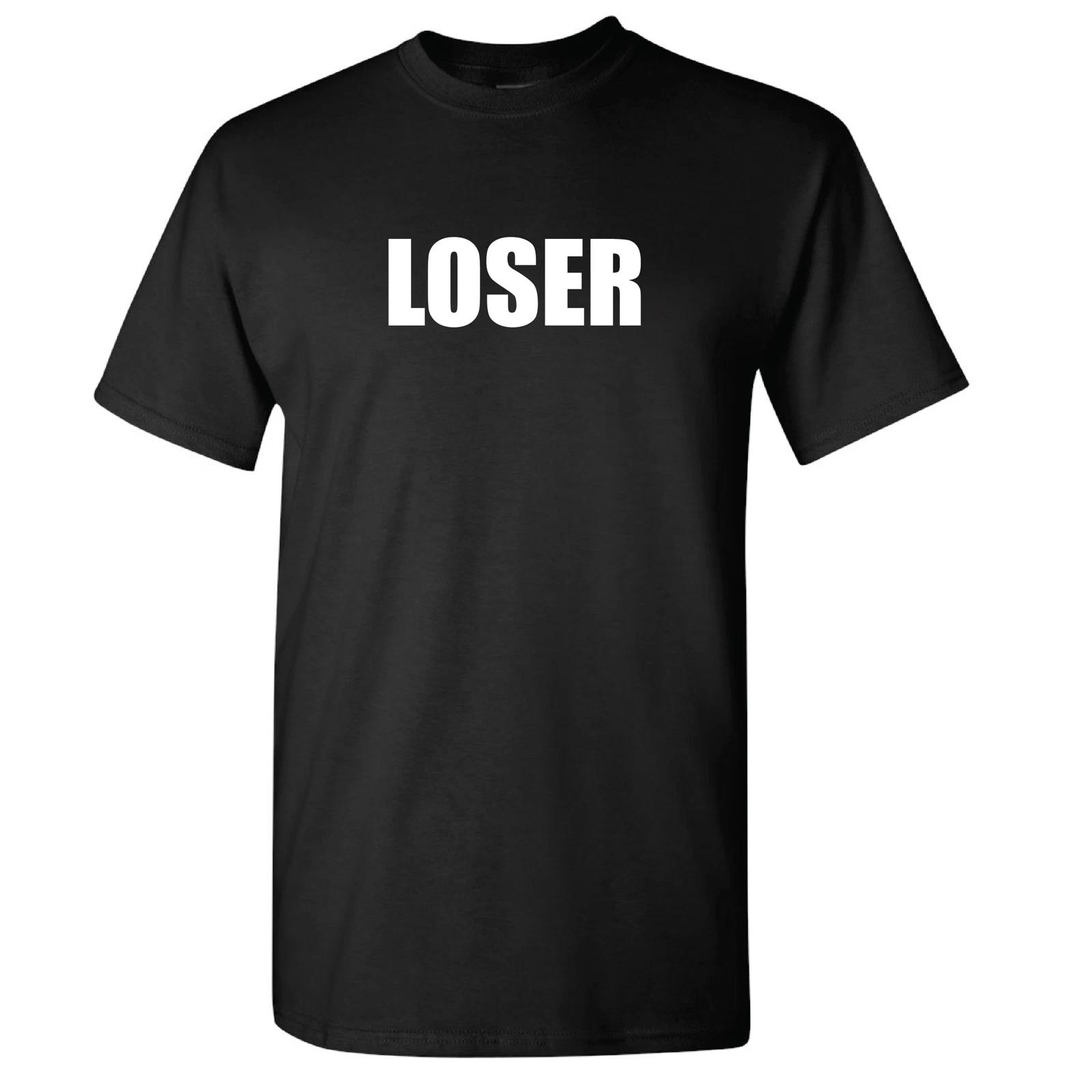 Футболка с надписью Loser Черная Хлопковая Смешная Шутка День Рождения Короткий Рукав S - 3XL S