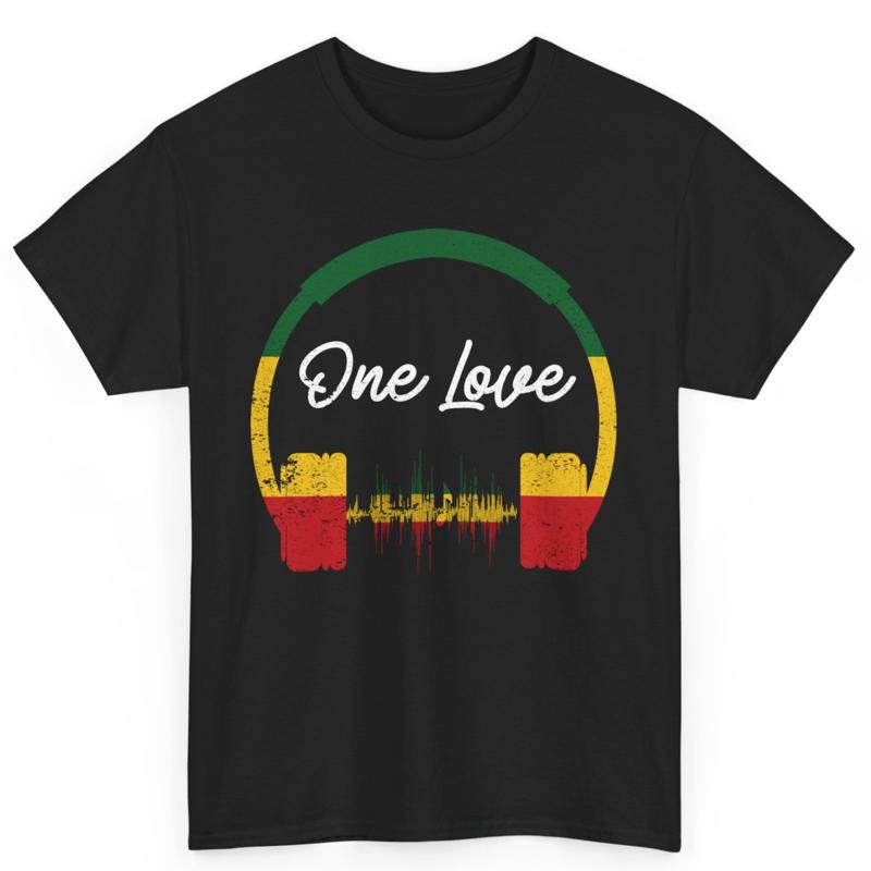 Rasta Reggae Hudba Sluchátka Jamajská Hrdost One Love Bavlněné Tričko
