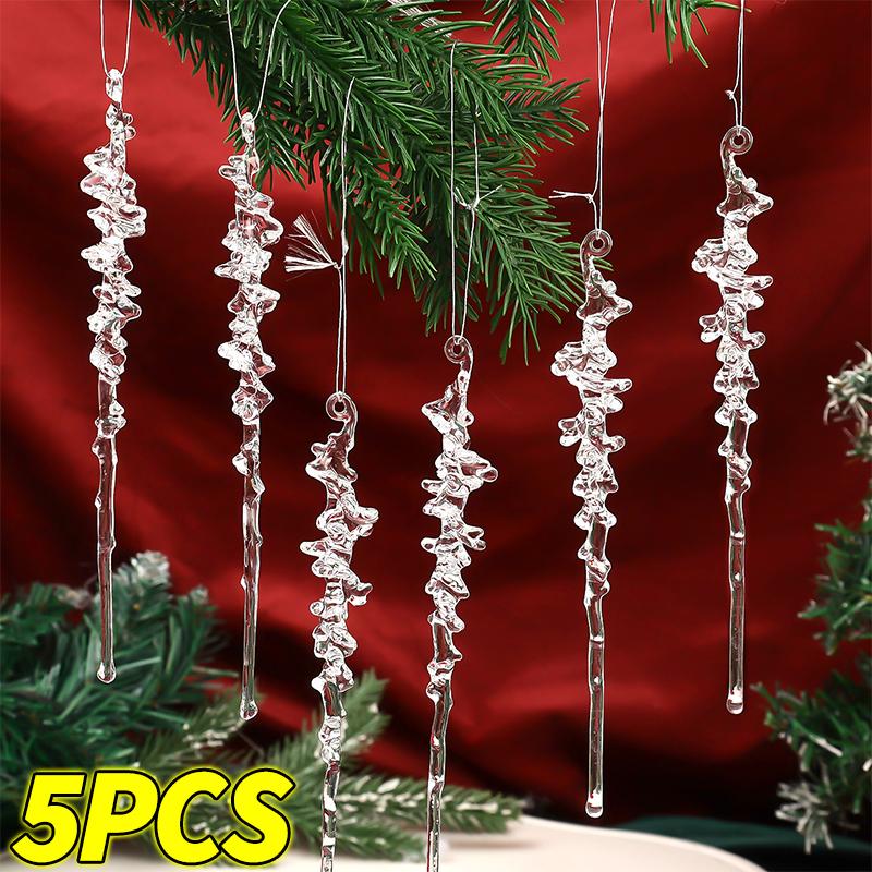 5/50 stuks Kerst Kristallen IJspegel Hangers Acryl IJs Hangende Druppels Ornamenten Kerstboom Winterfeest Bruiloft Huisdecoraties