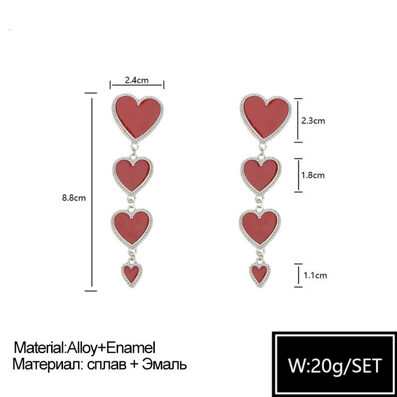Long Earings White Red Heart Love Enamel Drop Dangle Earrings For Women Fashion Jewelry Korean Statement Party Pendientes Mujer