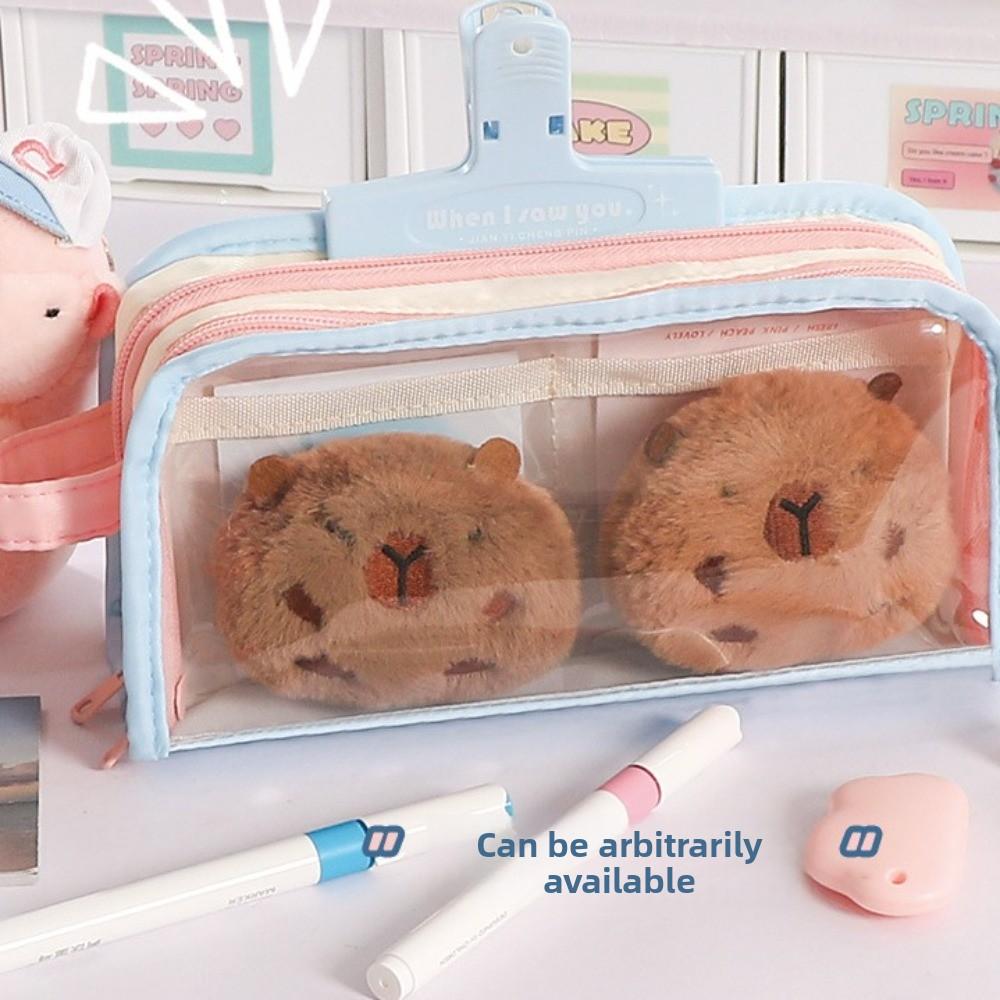 Multilayer Korean Style Pencil Case Transparent Display Ins Pencil Pouch Office