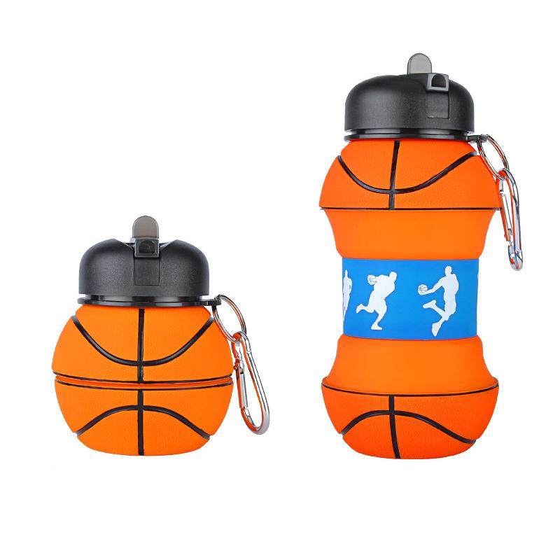 

550ml Foldable Football Kids Water Bottles Lightweight Active Water Bottle Football Soccer Ball Shaped Water Bottl Silicone Cup 550ml