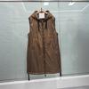 European camel fleece spring new medium and long camel fleece vest drawstring hooded women's warmth