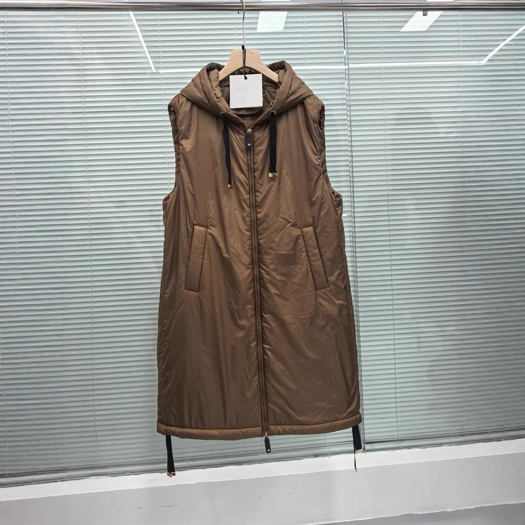 European camel fleece spring new medium and long camel fleece vest drawstring hooded women's warmth