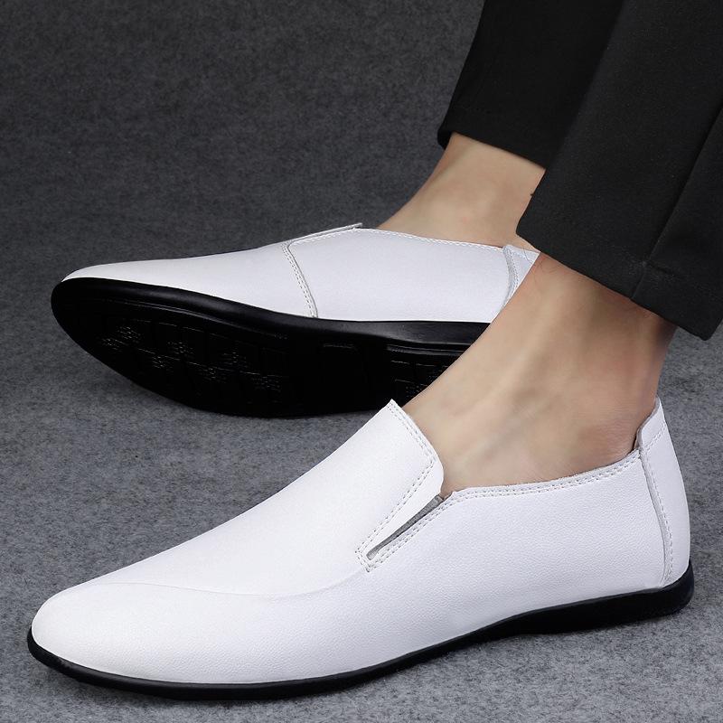 Men's shoes casual leather shoes men's soft leather soft-soled Doudou shoes breathable lazy shoes one pedal driving shoes little white shoes