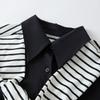 Women's Classic Striped Shawl Faux Two-Piece Shirt