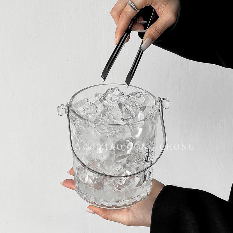 ZISIZ Tragbarer Glas-Eiskübel mit Zange