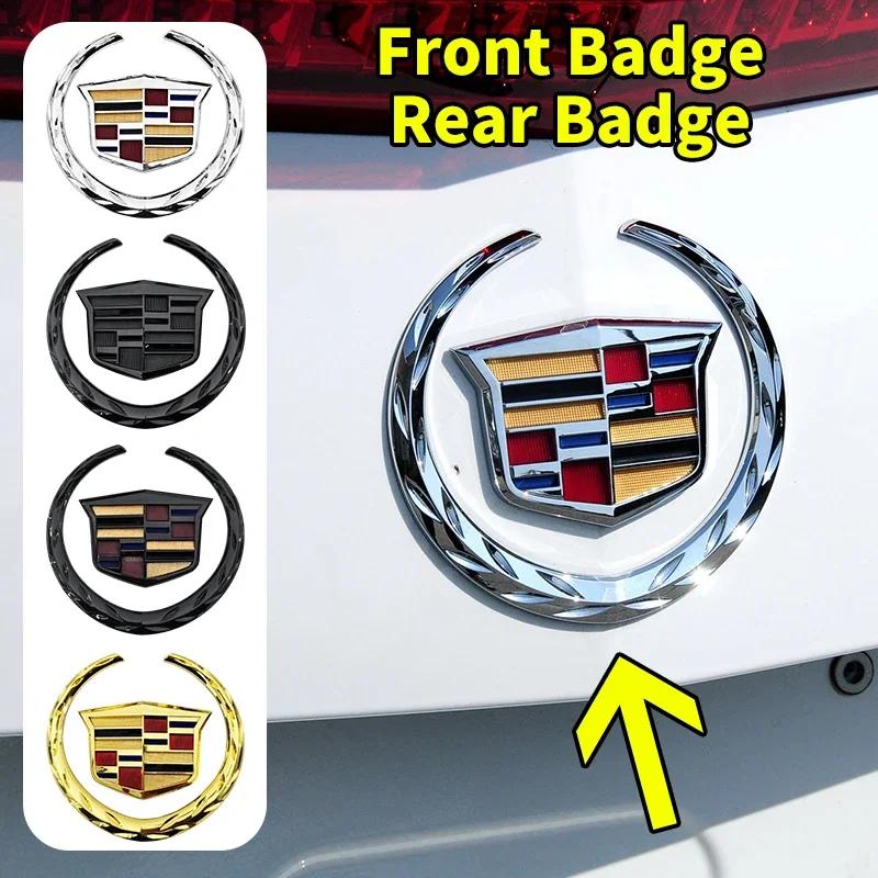 AABHU1 1PCS for Cadillac Logo SRX ATS XTS 2021 2020 2019 2018 2017 Car Front Center Grille Emblem Rear Trunk Badge Sticker Accessories