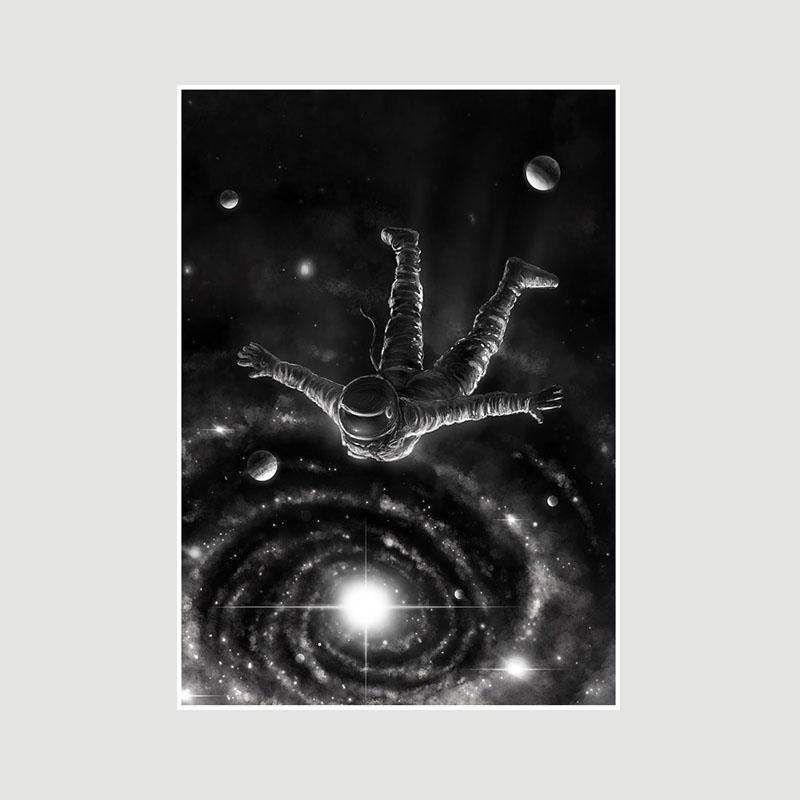 Living Room Decoration Art Painting White Paper Astronaut Space Poster Wall Art Prints Home Decor Bar Cafe Dorm Decorative Pictures Gifts