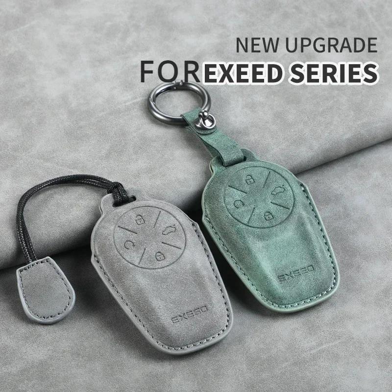 Leder Autoschlüssel Hülle Abdeckung Schale Fob für Chery EXEED LX TXL AtlantiX ET ES VX Auto Schlüsselanhänger Halter