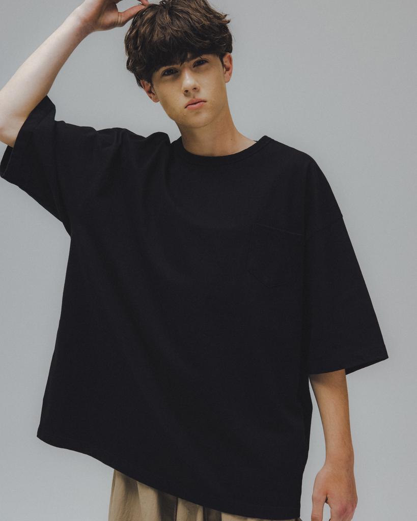 ANGLAN Essential Pocket Half Tee - Black