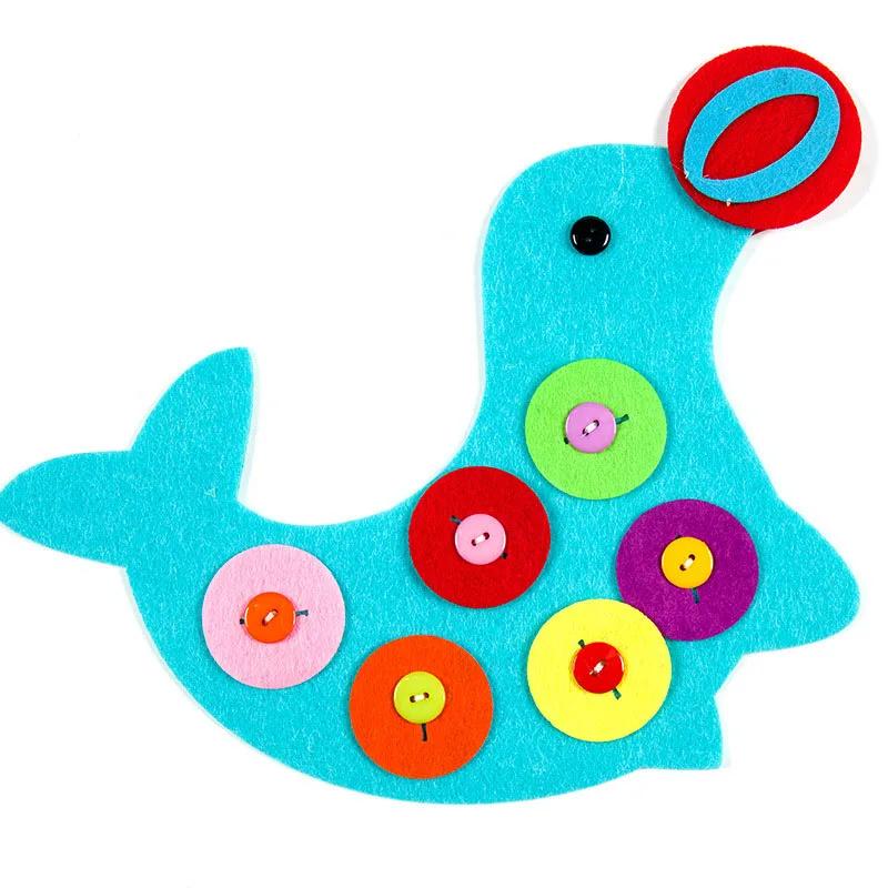Giocattoli Fai da Te Educativi Creativi EVA Carini Cartoni Animati Fatti a Mano Tessuto Non Tessuto Materiale Bottone Strumenti per la Scuola dell'Infanzia Primi Puzzle per Bambini