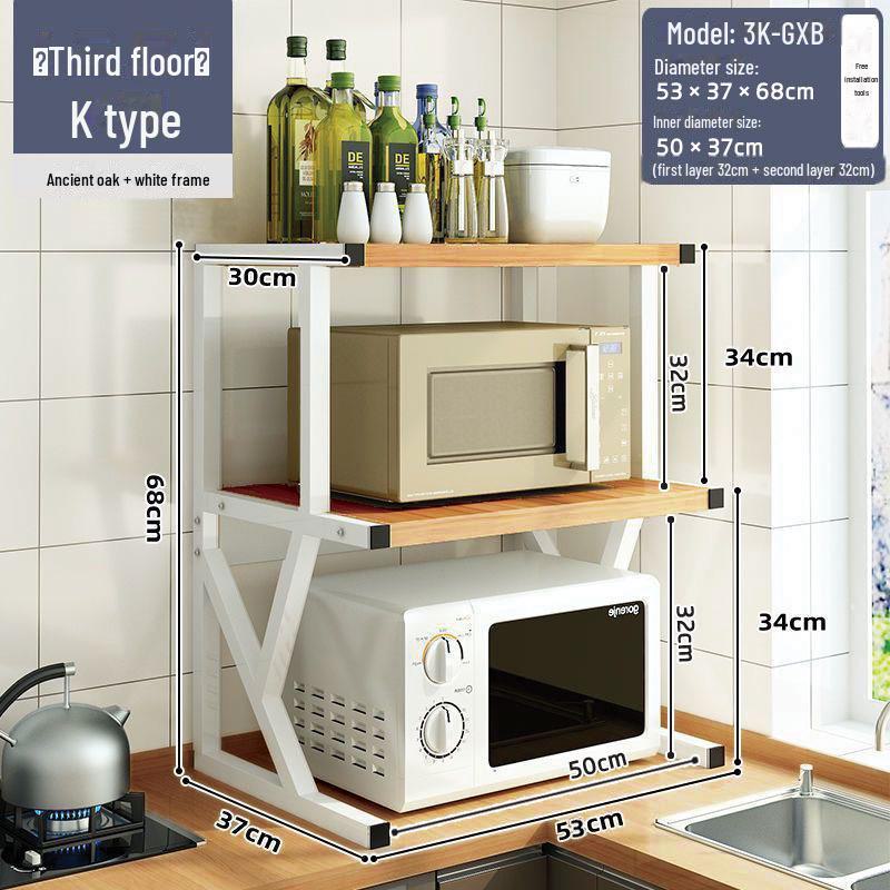Three-Layer Kitchen Microwave and Spice Storage Rack