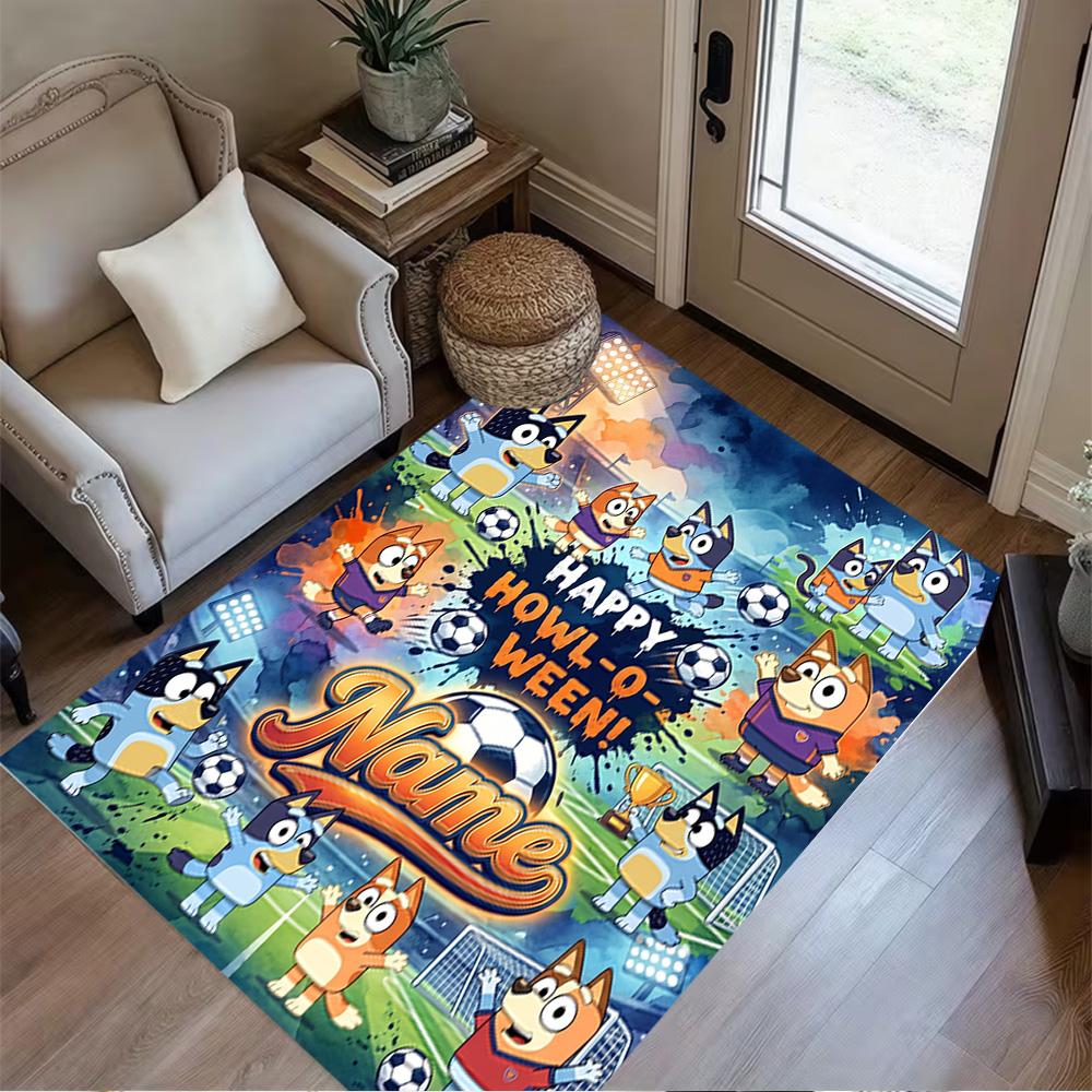 Cartoon Soccer Stars Trophy Customize Your Name Floor Mat Perfect for Kitchen Playrooms Decorate room Bedrooms Anti-slip Rug Decorate Offices