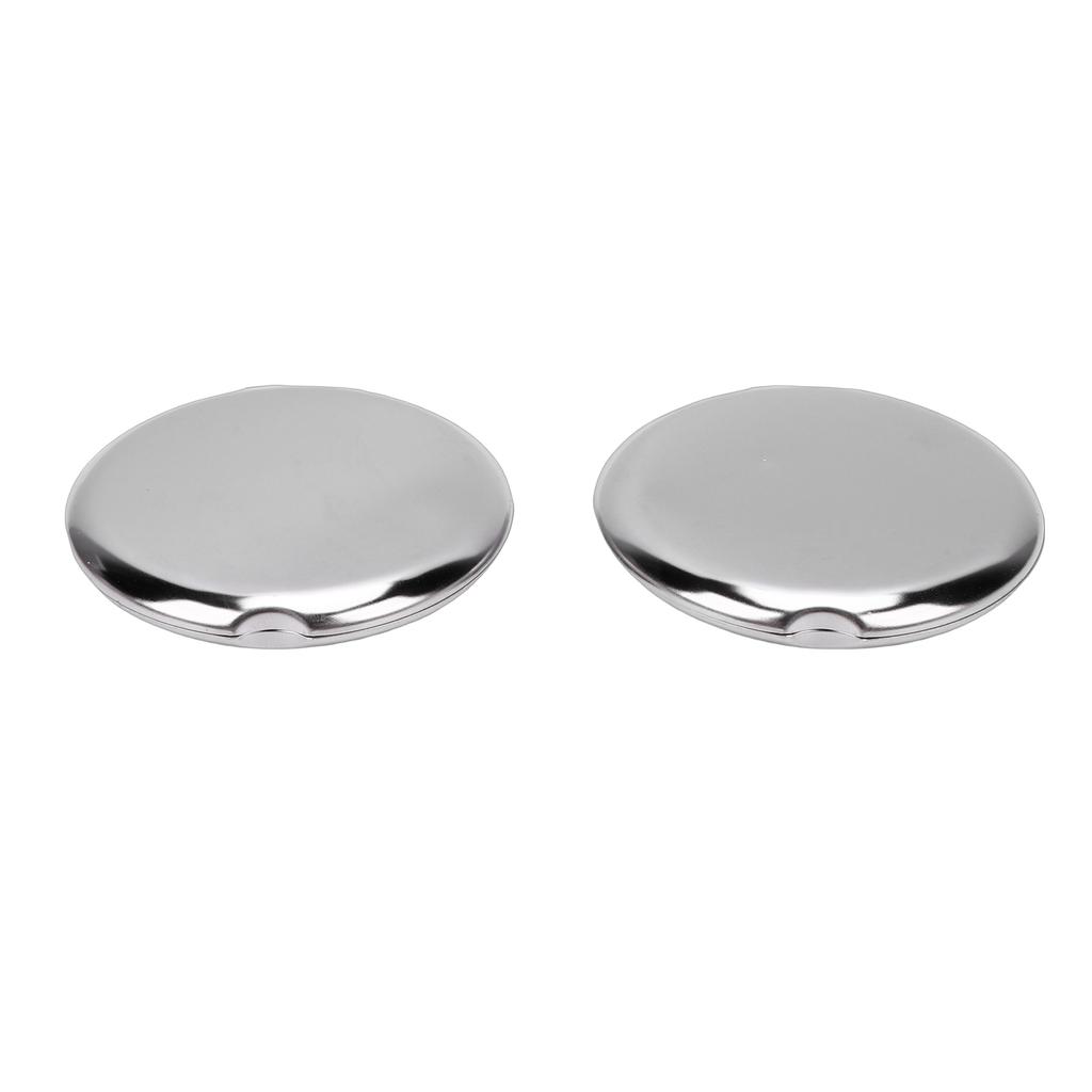 2pcs Stainless Steel Mirror Double Sided Portable Folding Unbreakable Makeup Mirror for Purse Pocket Round 2.6in