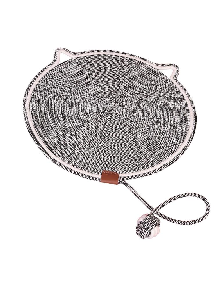 Cat Paw Woven Rope Mat: Self-Entertainment Ball, Washable Scratching Pad, and Sleeping Mat.